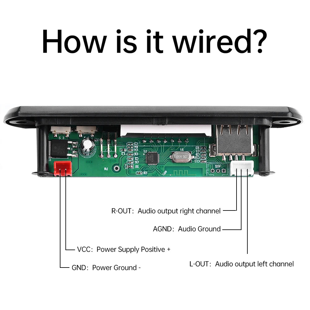 DC 5V/12V Bluetooth 5.0 Car Speaker Decoder Board MP3/USB/TF Interface FM Radio Wireless Remote Control Car Audio Control Module