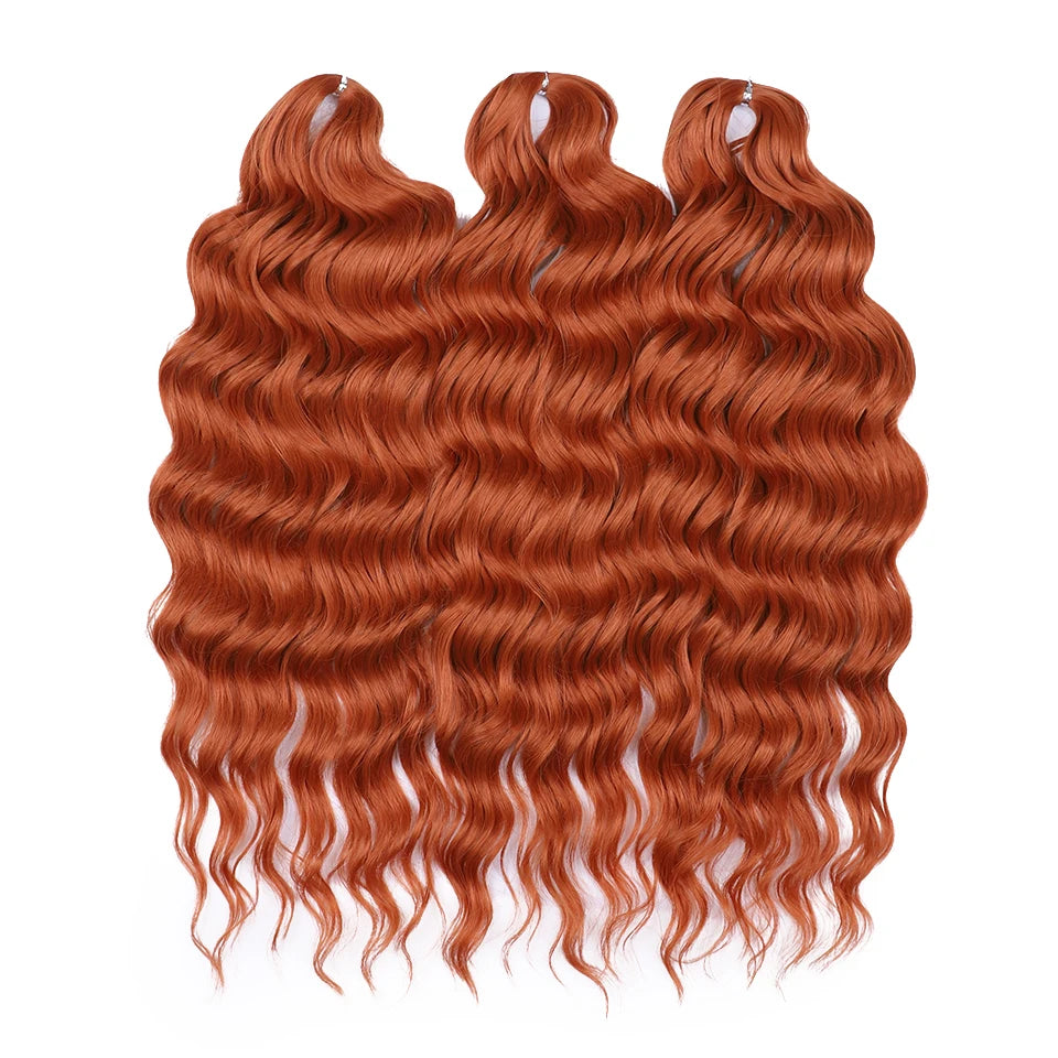 FASHION IDOL 24Inch Crochet Hair Synthetic Water Wave Braiding Hair Extensions Ombre Rainbow color Fake Hair Deep Wave Curl Hair