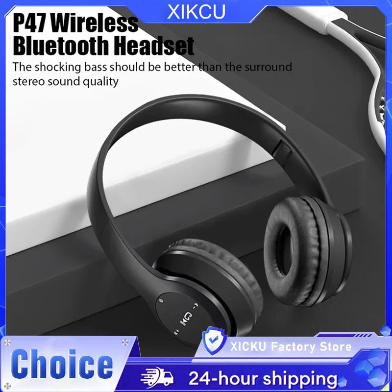 Stereo P47 Headset 5.0 Bluetooth Headset Folding Series Wireless Sports Game Headset for iPhone XiaoMi