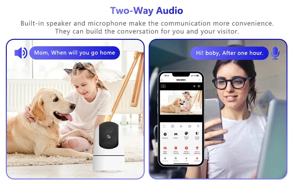 Tuya 5G WiFi IP Camera Indoor 6MP Wireless Security Surveillance Camera Auto Tracking Baby Monitor IR Night Vision 6x Zoom Cam