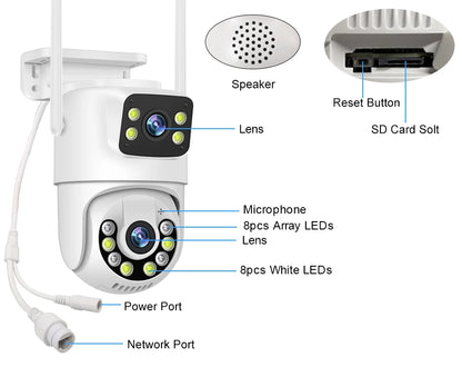 Smar WiFi Security Camera System 6MP Dual Lens Wireless IP Camera Kit With Two-Way Audio 8CH NVR