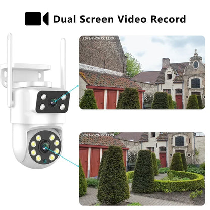4K 8MP  Tuya Dual Lens PTZ WIFI Camera Full HD Dual Screen Ai Human Auto Tracking Outdoor 4MP Security Video Surveillance Camera