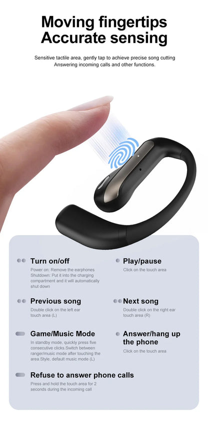 Smart AI Translation Headset Stereo Sound Semi-in-ear Air Conduction True Wireless Sports Long-lasting Bluetooth Headset