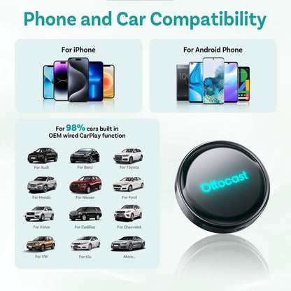 OTTOCAST P3 PRO AI Box Android TV Box for HDMI out Wireless CarPlay Android Auto Car Accessories for Toyota VW Honda Kia Benz