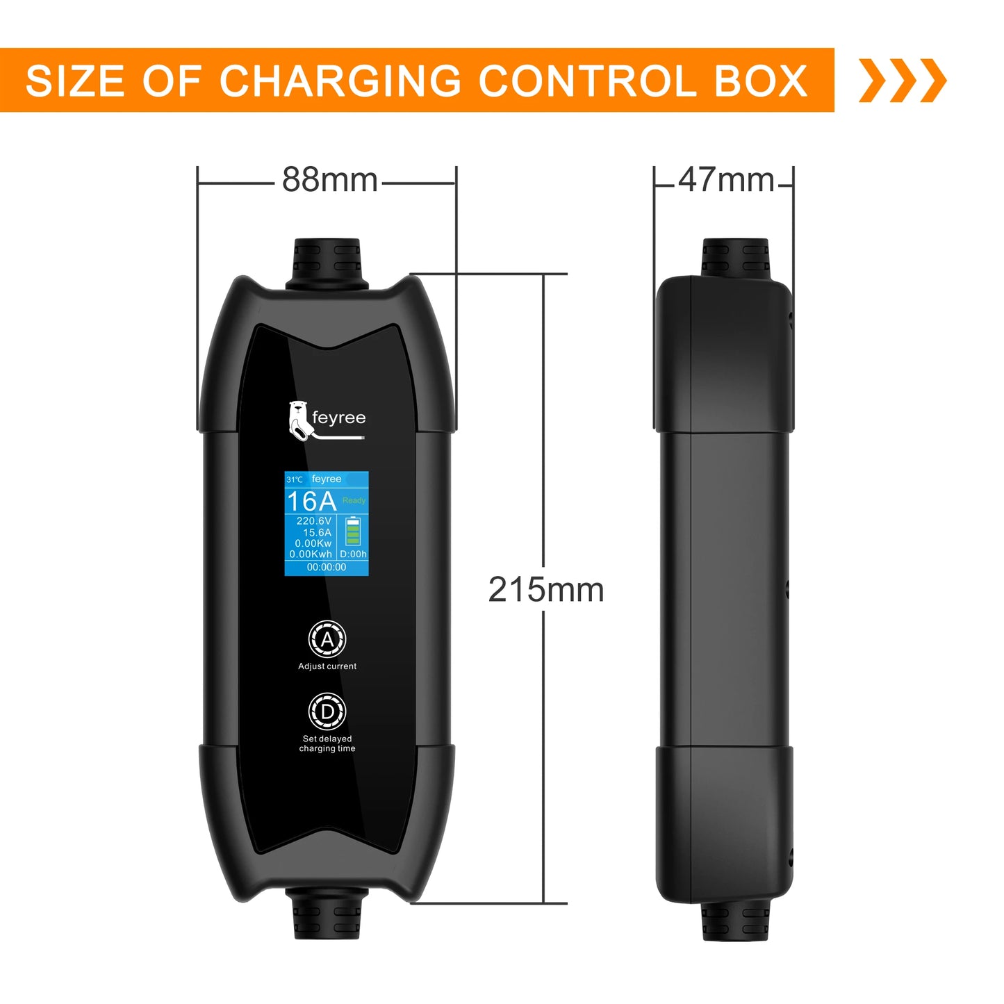 feyree EV Charger Type2 16A 3.5kW Portable Charging Box 5M Cable GBT Socket Type1 J1772 Adapter for Electric Vehicle Car Charger