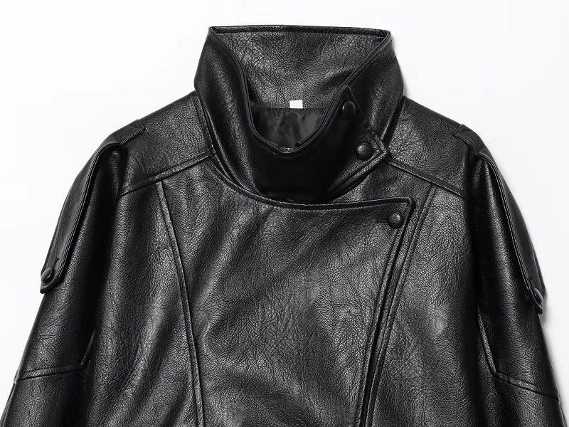 MUJER Faux Leather Women's Jacket Black Oversize Bomber Jackets for Women Outerwears Winter Overcoat Female Fashion Jacket Woman