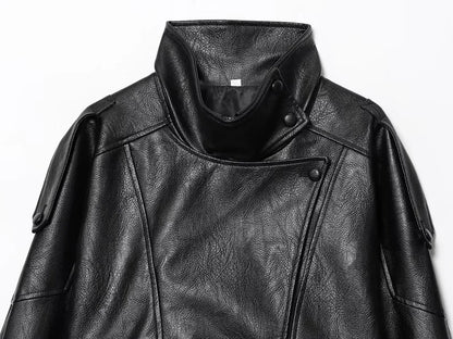 MUJER Faux Leather Women's Jacket Black Oversize Bomber Jackets for Women Outerwears Winter Overcoat Female Fashion Jacket Woman