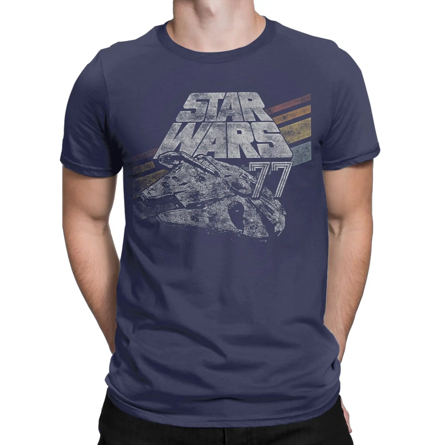 Stars  T-Shirts Men Millennium Falcon 77 Fashion Pure Cotton Tee Shirt Crewneck Short Sleeve T Shirt Printing Tops