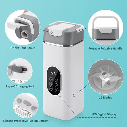 6 Blades Electric Juicer Cup 2 Cups For Travel Portable Juicer Mixer Usb Charge Fresh Fruit Juice Personal Blender Smoothie
