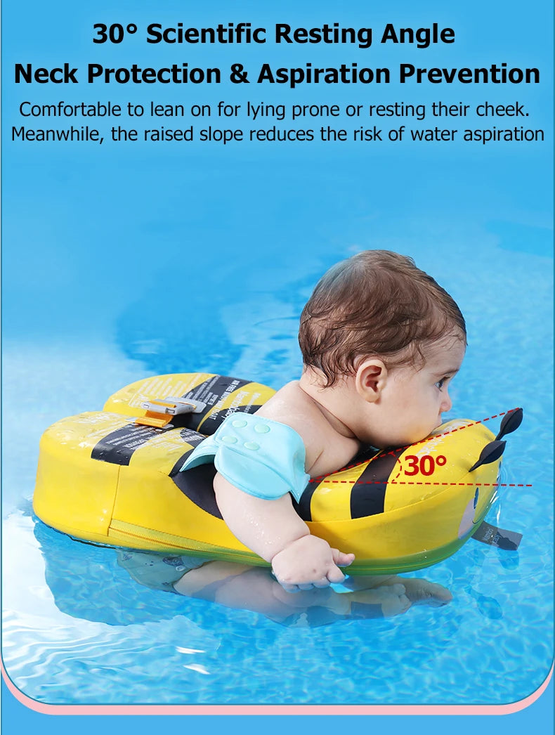 Mambobaby Float with Crotch Strap UPF50+ Canopy Air-Free Non-Inflatable Baby Swimming Ring Toddler Pool Float Infant Water Ring