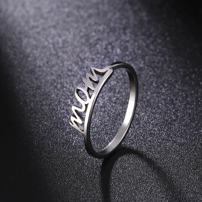 HIPEE New Fashion Gold Plated Glossy MAMA Rings Stainless Steel Letters Ring for Women Men Mom Jewelry Mother's Day Gift
