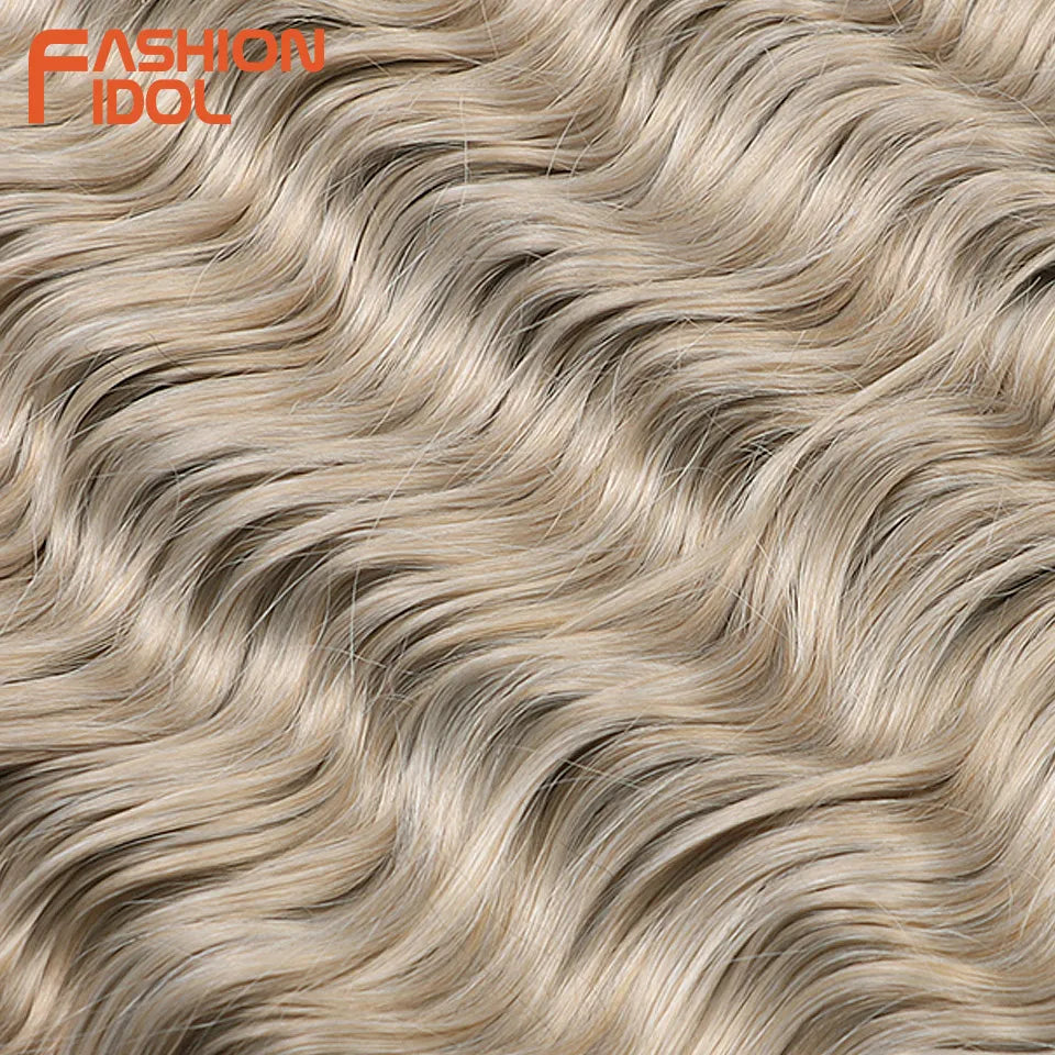 FASHION IDOL 24Inch Crochet Hair Synthetic Water Wave Braiding Hair Extensions Ombre Rainbow color Fake Hair Deep Wave Curl Hair