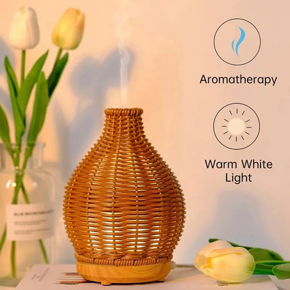 Wood Weave Vase Aromatherapy Humidifier Household Vase Air Humidifier Ultrasonic Mute Colorful Humidifier Spray Instrumen