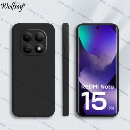 Case For Redmi Note 15 Case Shockproof Original Liquid Silicone Back Case Redmi Note 15 Cover For Redmi Note 15 Pro Plus Funda