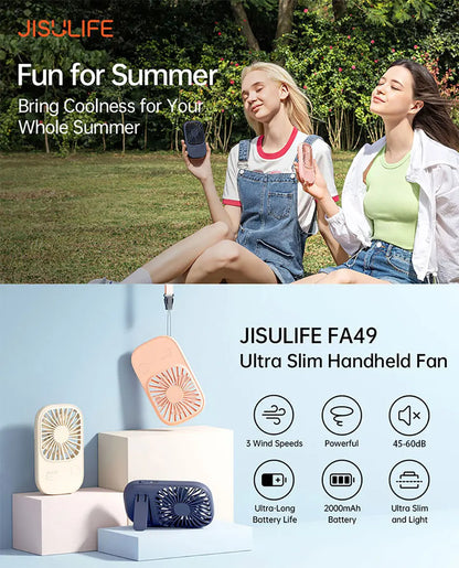JISULIFE Mini Handheld Fan Portable Fan, Small Desk Fan with Bracket, USB Rechargeable Lash Fans,Eyelash Makeup Fan