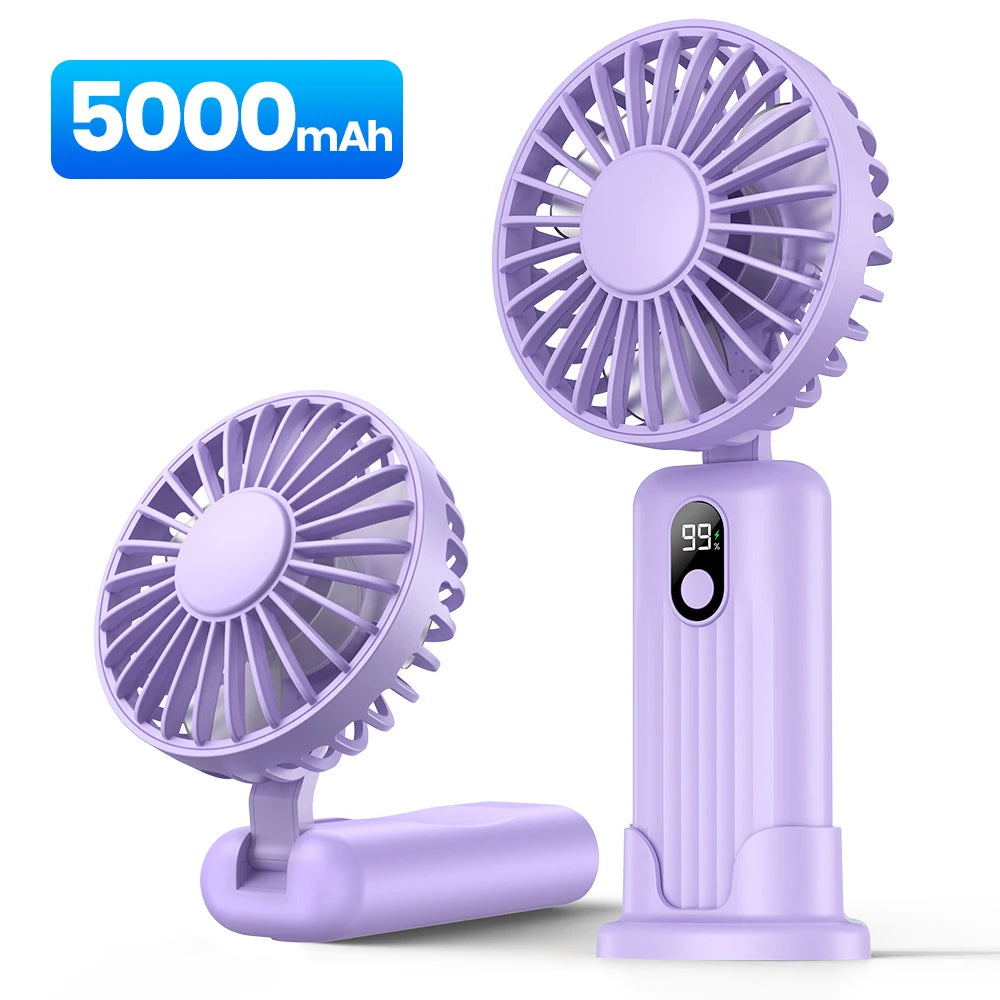 TOPK 5000mah Mini Portable Fan, USB Desk Electric Fan, Small Personal hand Fan with USB Rechargeable Cooling Neck Fans for Room