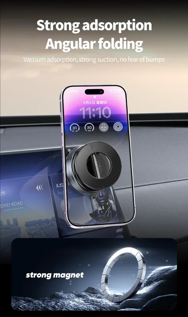 K007 Strong Magnetic Car Phone Holder Foldable Design 360° Adjustable Vacuum Mount for Car/Desk/Bathroom/Universal Use Holder