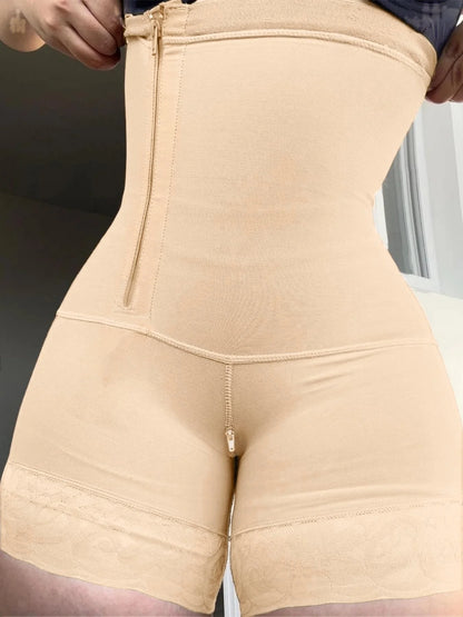 1pc Women's Butt Lifting & Shaping Briefs, High Waist Shapewear Shorts With Hook & Zipper, Suitable For Daily Wear