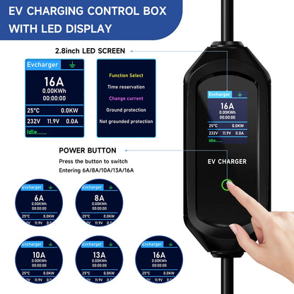 AFEEV Portable EV Charger Type2 IEC62196-2 EVSE Fast Charging Cable Type1 SAE J1772 Wallbox WiFi APP Bluetooth Wireless Control