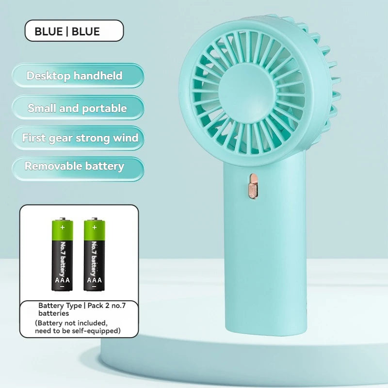 1 mini handheld fan with wind speed and hanging rope, suitable for outdoor use, requires 2 AAA batteries to be self provided