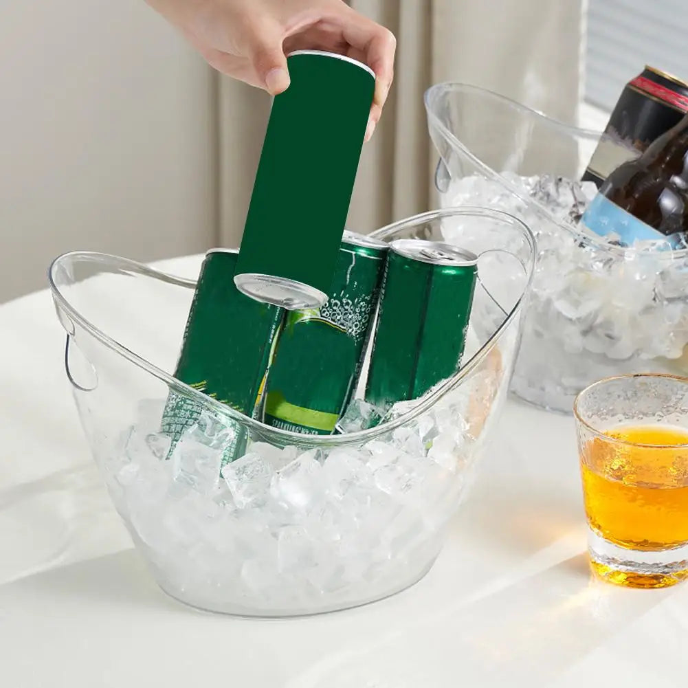 Large Capacity Ice Bucket Transparent Plastic Champagne Wine Bucket With Handle Portable Beer Ice Tub For KTV Bar Party Supply