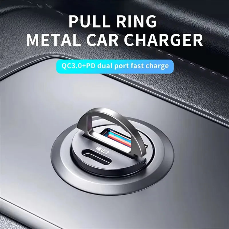 Mini Hidden Usb Fast Charger Car Charger Car Cigarette Lighter Qc3.0 Qc Pd 3.1A Pd Type C Universal Iphone and Xiaomi Phone