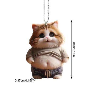 Fat Puppy Keychain 2D Flat Acrylic Cartoon Dog Ornament Car Mirror Backpacks Hanging Pendant For Home Decor