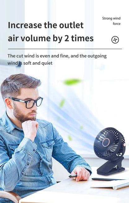 Portable USB Mini Handheld Clip Fan Convenient And Ultra-quiet Electric Fan Rechargeable Student Cute Small Cooling Ventilador