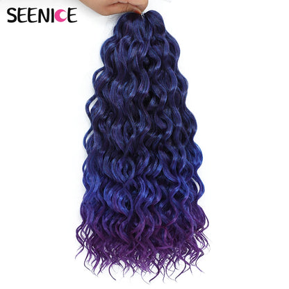 18 24“Synthetic Deep Wavy Twist Crochet Hair Afro Curls Water Wave Crochet Braids Ombre Brown Braiding Hair Extensions For Women