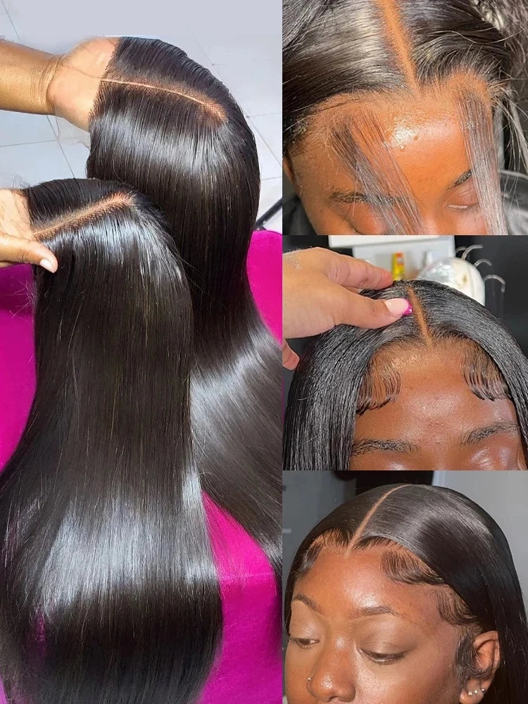 40 50 Inch 13x4 13x6 HD Transparent Bone Straight Lace Front Wigs 250 Density 360 Full Lace Brazilian Human Hair Wigs For Women