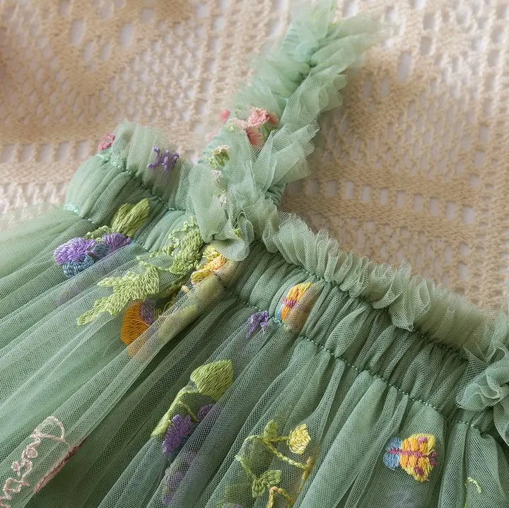 Girls' Dresses Summer Floral Tulle Strapless Baby Girls Dress Cute Princess-Style Weddings Baby Dress Baby Girl Clothing