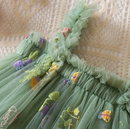 Girls' Dresses Summer Floral Tulle Strapless Baby Girls Dress Cute Princess-Style Weddings Baby Dress Baby Girl Clothing