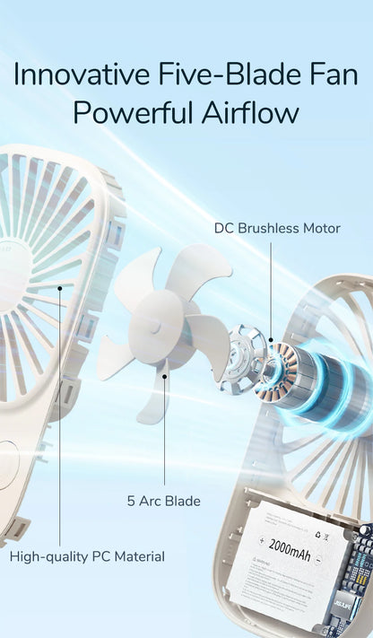 JISULIFE Mini Handheld Fan Portable Fan, Small Desk Fan with Bracket, USB Rechargeable Lash Fans,Eyelash Makeup Fan