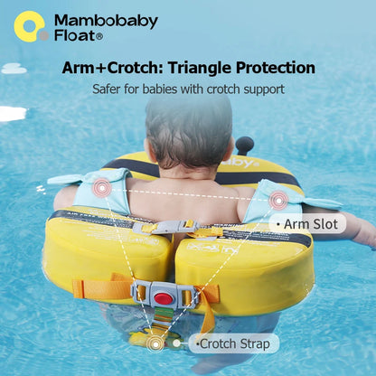 Mambobaby Float with Crotch Strap UPF50+ Canopy Air-Free Non-Inflatable Baby Swimming Ring Toddler Pool Float Infant Water Ring