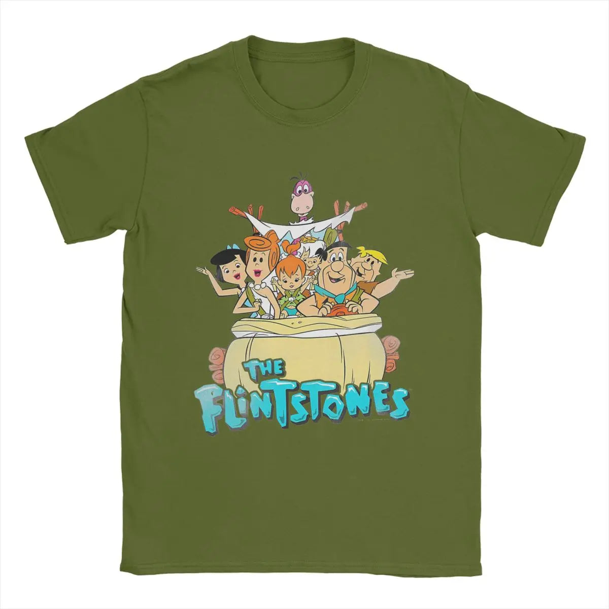 Funny Vintage Movie The Flintstone Cartoon Anime T Shirt Men Women 100% Cotton Tee Shirt Gift Idea Clothes