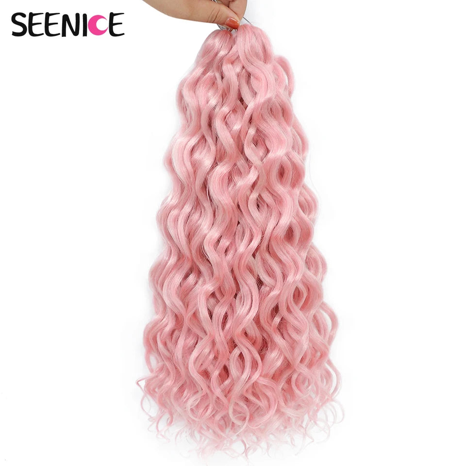 18 24“Synthetic Deep Wavy Twist Crochet Hair Afro Curls Water Wave Crochet Braids Ombre Brown Braiding Hair Extensions For Women