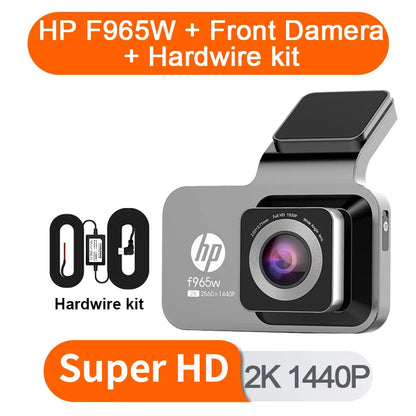 HP car camera F965 dash cam camera 2k UHD night vision WiFi video loop video parking monitoring car dashcam auto dashcam 1440P