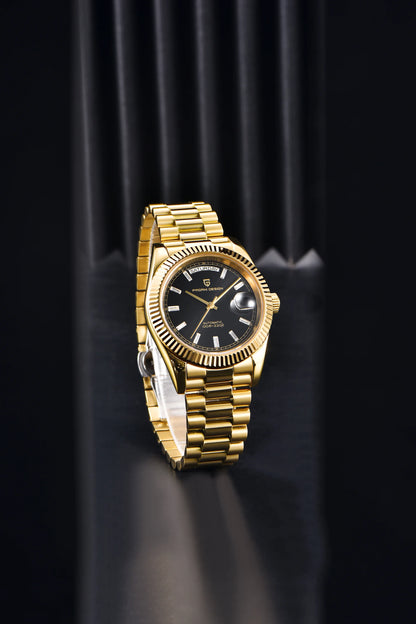 PAGANI DESIGN 2025 New Gold Green 40MM Date Week Men's Watches Automatic Watch Men AR Sapphire Glass NH36A Mechanical Wristwatch