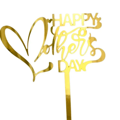 New Happy Mother's Day Birthday Cake Topper Gold High-grade Acrylic MOM Party Cake Toppers Mother's Day Gifts Dessert Decoration