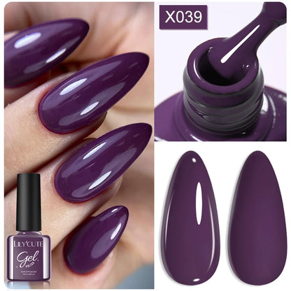 LILYCUTE Nude Crystal Rubber Base Gel Nail Polish Natural Color Semi Permanent UV Gel Soak Off Self Leveling Nail Gel Varnishes