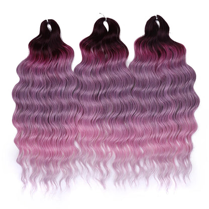 Anna Synthetic Hair 24 Inch Water Wave Braiding Hair Extensions Ombre Blonde Deep Wave Afro Curl Twist Crochet Hair for Women