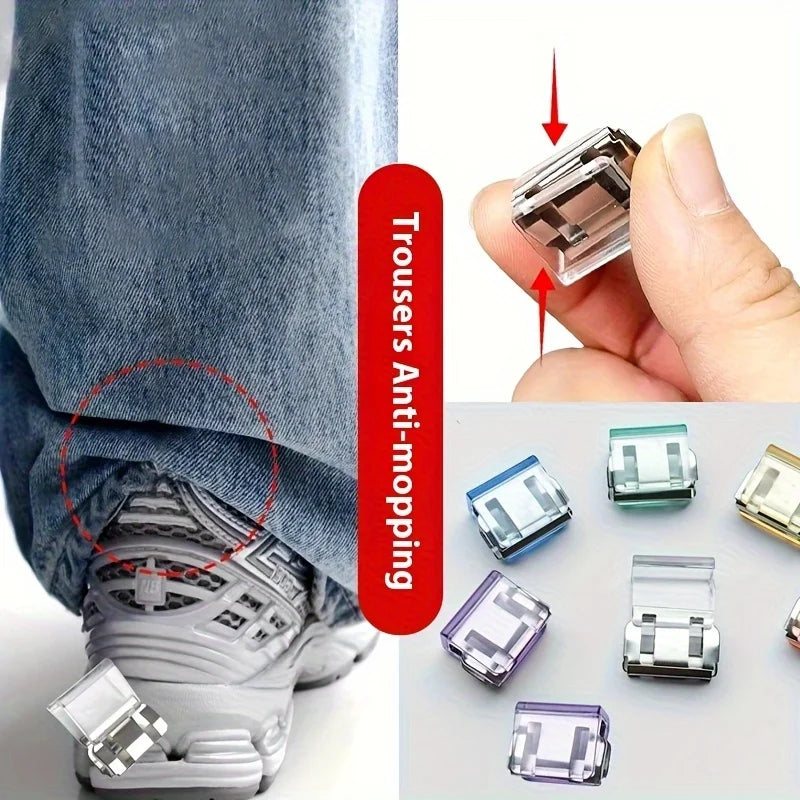 10/20/30pcs Random color Invisible Hem Shortening Clips, Anti-Slip Pants Leg Fixing Grips Seamless Hems Buttons Non Slide Shoe
