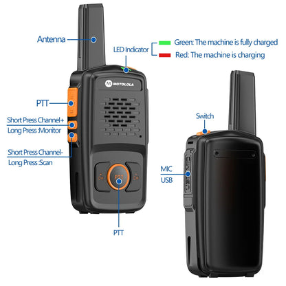 Mini Walkie Talkie Motolola 16 Channels Professional MT-N1 UHF 400-470MHZ Match Baofeng Two Way Radio