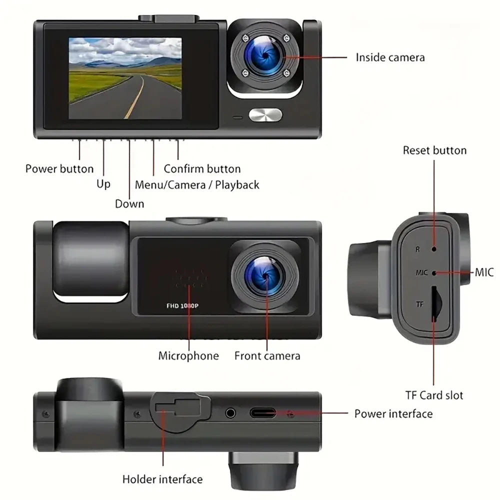 1080P Car Dvr WiFi APP 3/2Lens Dash Cam for Cars Camera for Vehicle Recorder Video Front and Rear Camera  Night Vision Dashcam