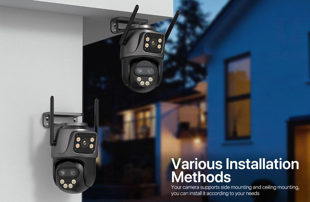 6K 9MP HD IP Camera Outdoor Three-Lens External WiFi Camera 4K/2K Dual Screen Security PTZ Cam Auto Tracking Surveillance iCSee