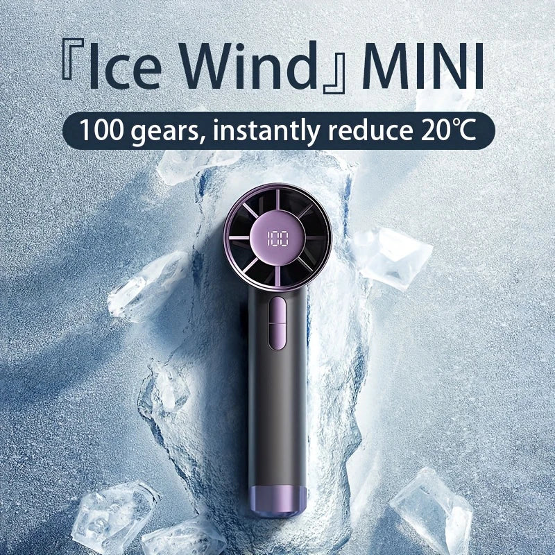Mini Portable Handheld Fan Instant Ice Mode 100 Winds Speeds Adjustable 3000mAh Electric Fans Rechargeable Outdoor Personal Fan