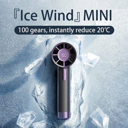 Mini Portable Handheld Fan Instant Ice Mode 100 Winds Speeds Adjustable 3000mAh Electric Fans Rechargeable Outdoor Personal Fan