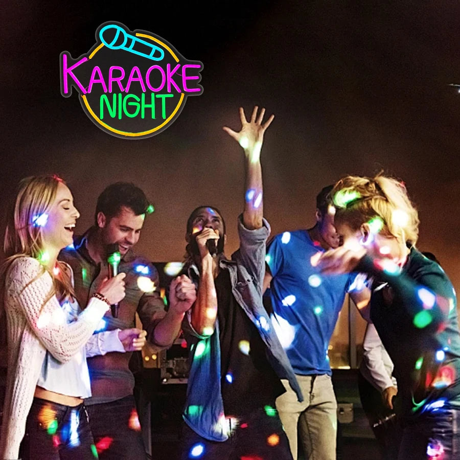 Karaoke Led Neon Sign, Microphone Note Icon, Suitable For Bars, Clubs, Music Classrooms, Music Studios, Ktv, Bedroom Decor.