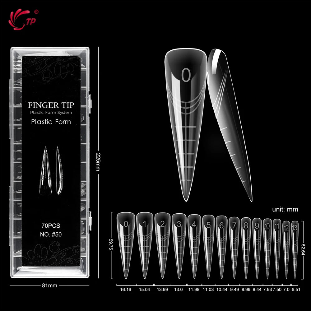 TP New 70pcs/140pcs Clear Nail Dual Form Full Cover Nail Extension System Quick Building Gel Molds False Nail Tip Manicure Tools