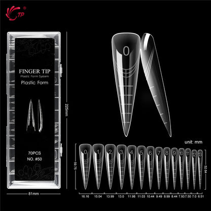 TP New 70pcs/140pcs Clear Nail Dual Form Full Cover Nail Extension System Quick Building Gel Molds False Nail Tip Manicure Tools